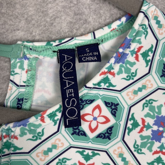 Aqua Et Sol UPF‎ 50+ Cover-Up Dress Geometric Print Womens Size S Resort Summer - Picture 8 of 10